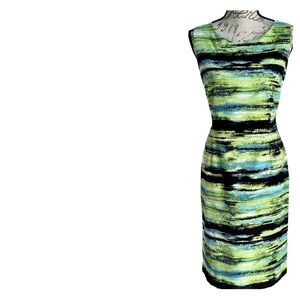 Green and Black Print Dress size 10